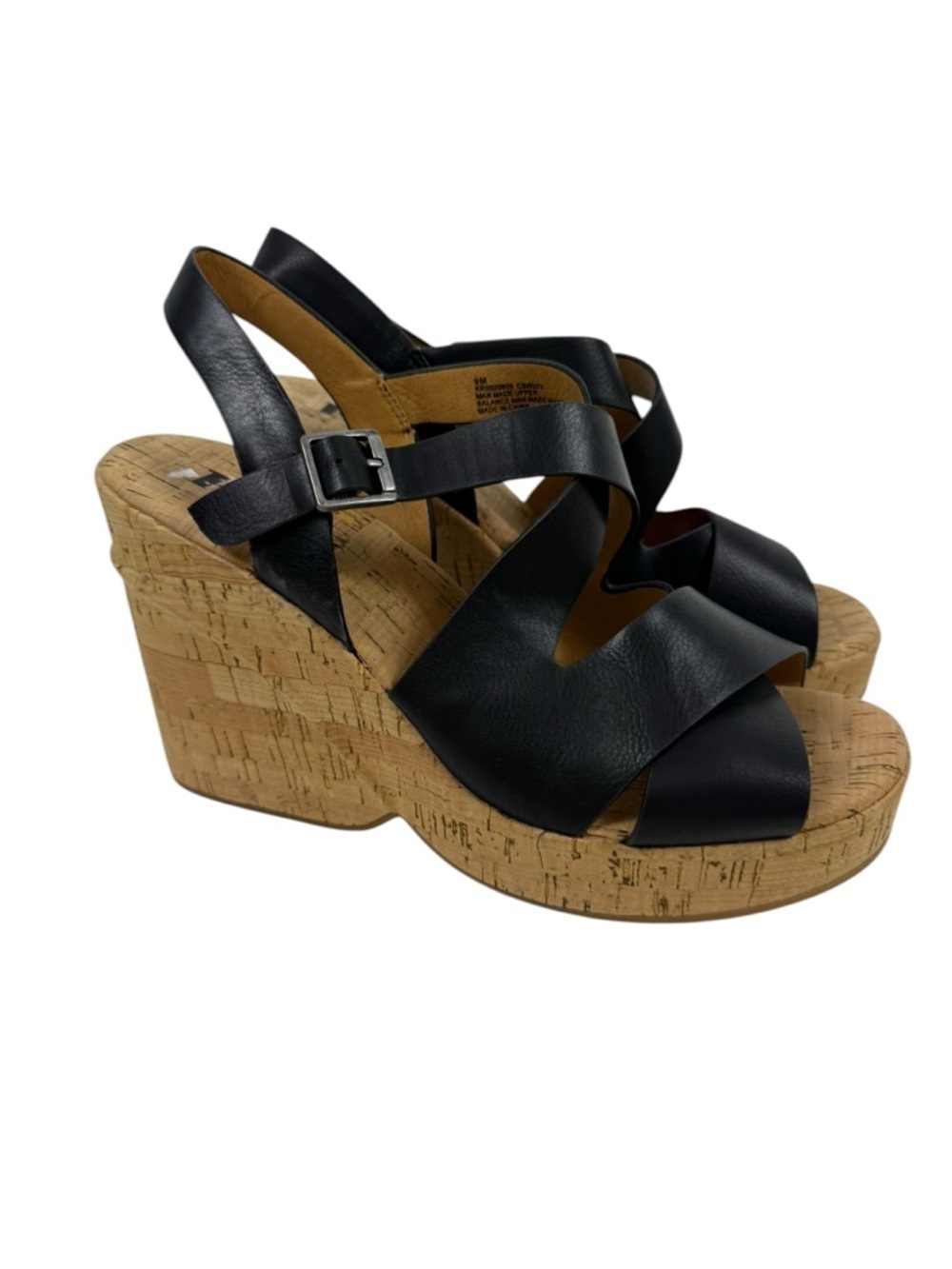 Korks Black Brigitte Wedge Platform Sandals Sz 9